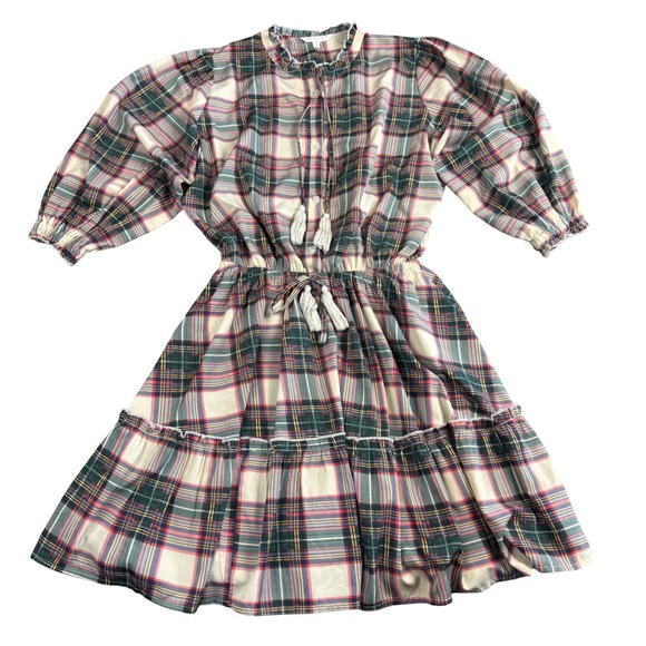 Simply Southern Dresses & Skirts - Simply Southern Plaid Tiered Dress Womens Small Boho Preppy Green Red Tartan